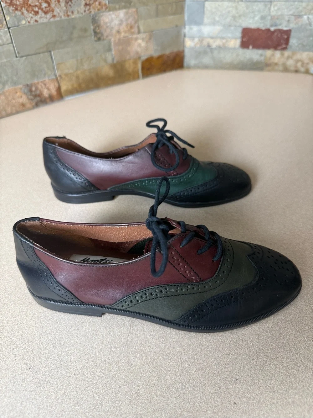 VTG 90s Mootsies Kids Leather Patchwork Oxford Wingtip Brogue Shoes Size 13.5 M